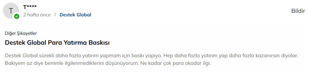 destek global şikayet