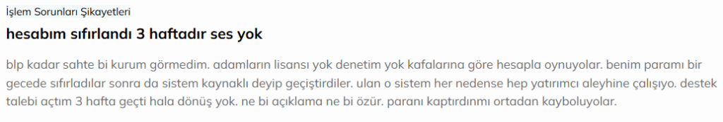 blp yatırım şikayet