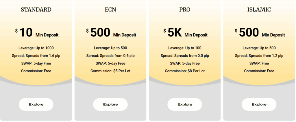 zyz capital hesap türleri