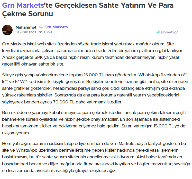 grn markets şikayet