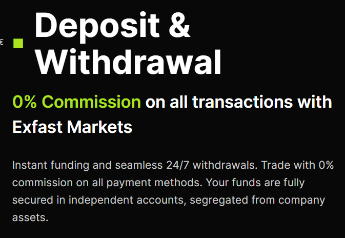 exfast markets ödeme yöntemleri