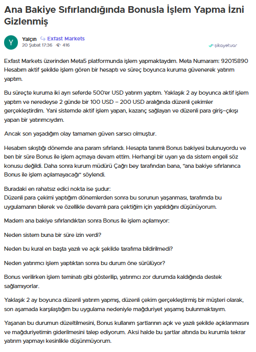 exfast markets şikayet