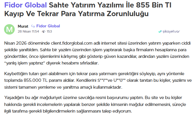 fidor global şikayet