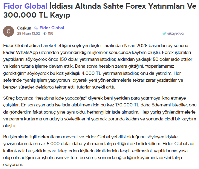 fidor global şikayet